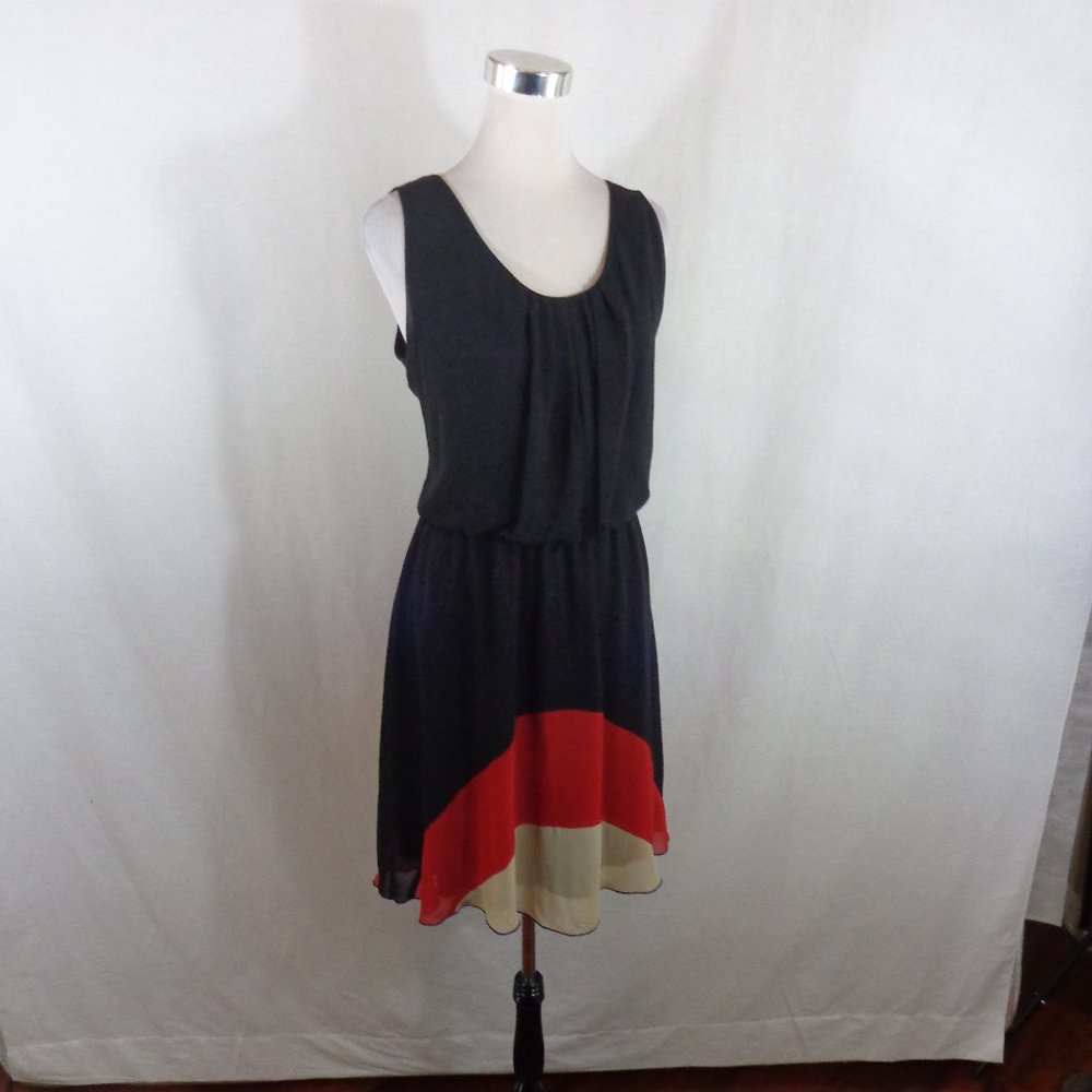 EnFocus women's 14 black brown red blouson dress - Picture 2 of 4